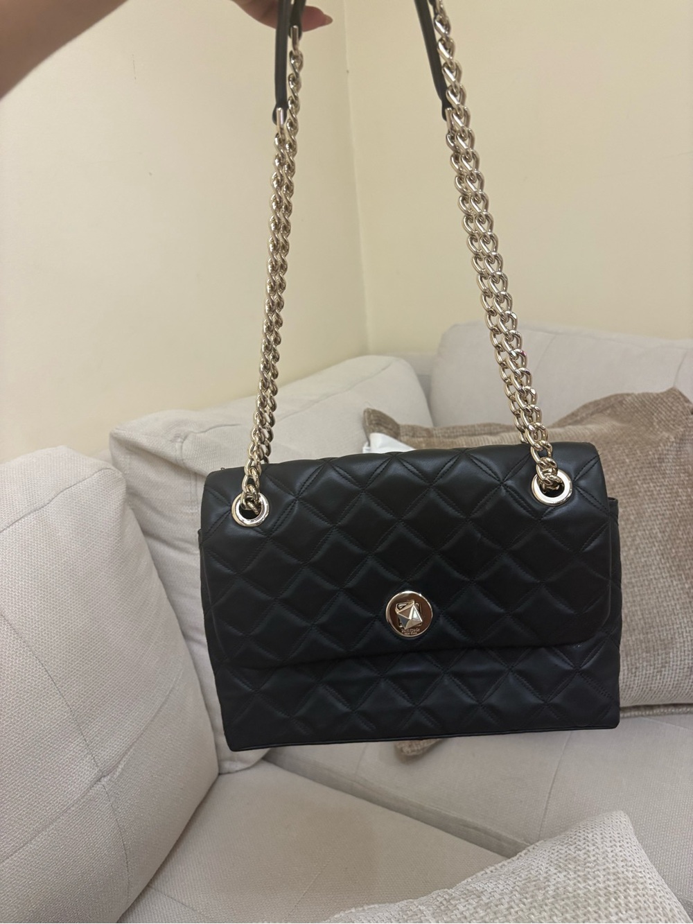 kate spade Quilted Black Shoulder Bag with Gold Accent, - Picture 2 of 6
